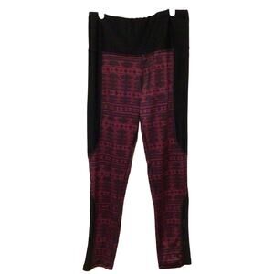 RBX Women’s Black & Burgundy Activewear Leggings – Size Large Workout Athleisure